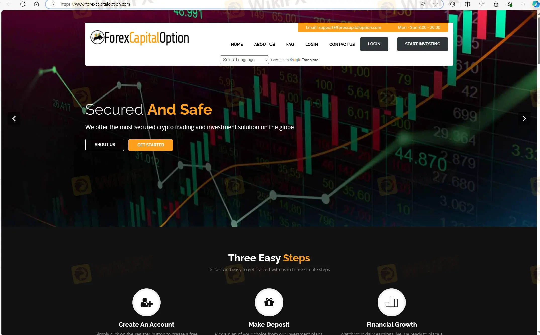 ForexCapitalOptionのホームページ