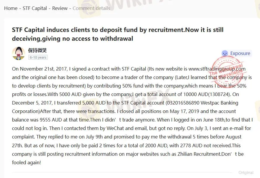 Negative STF Reviews on WikiFX