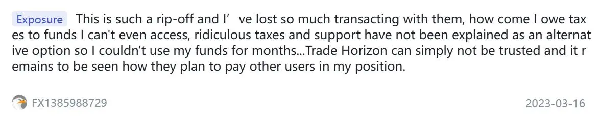Negative Trade Horizon Reviews on WikiFX