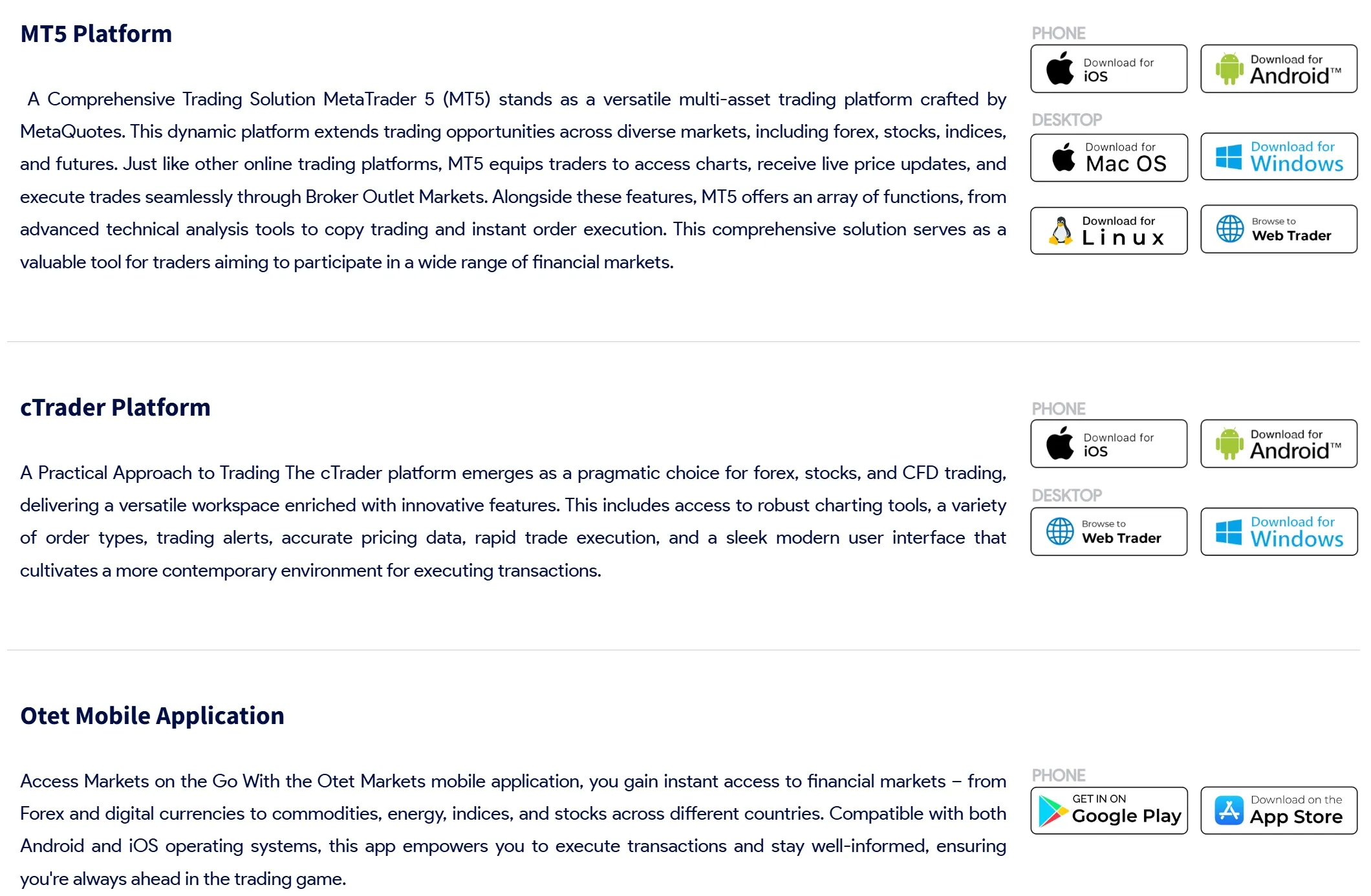 Trading platforms