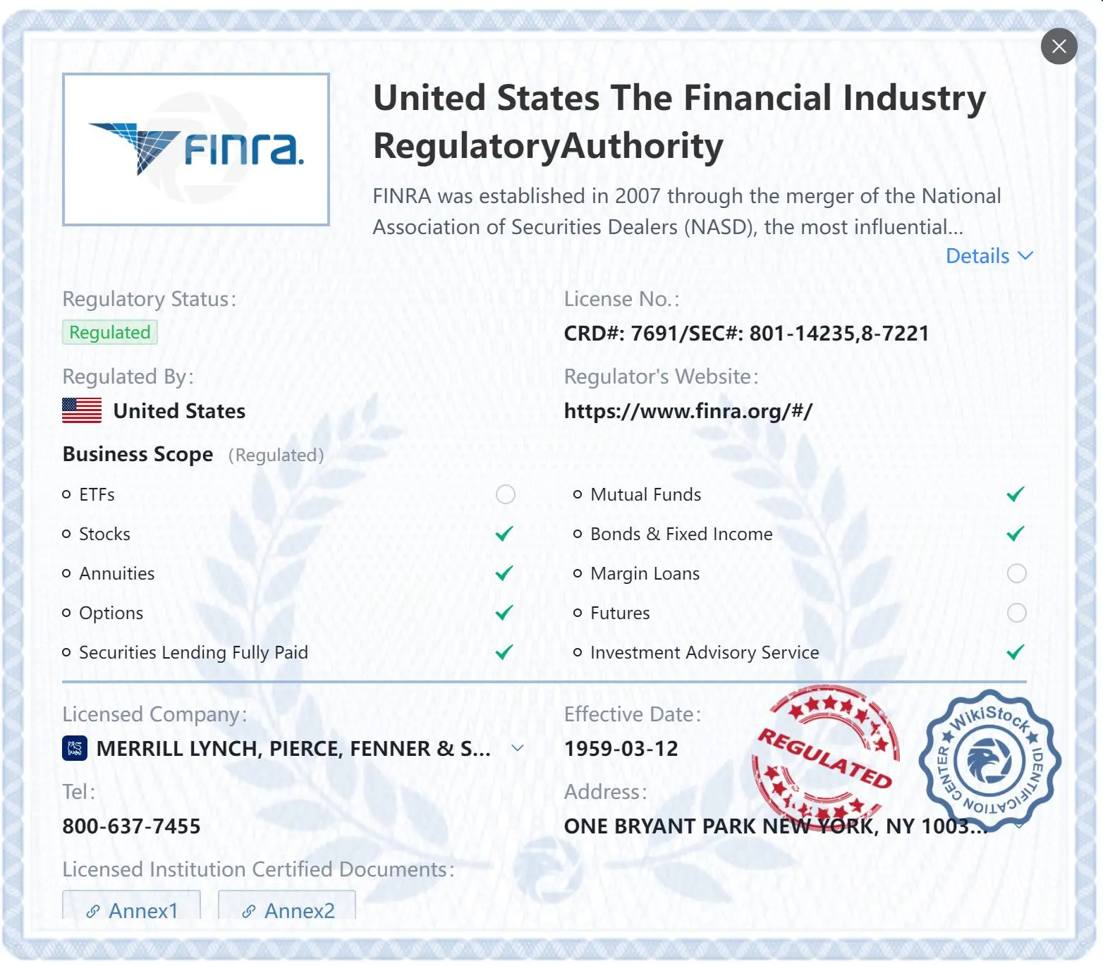 Regulated by FINRA Regulated by FINRA