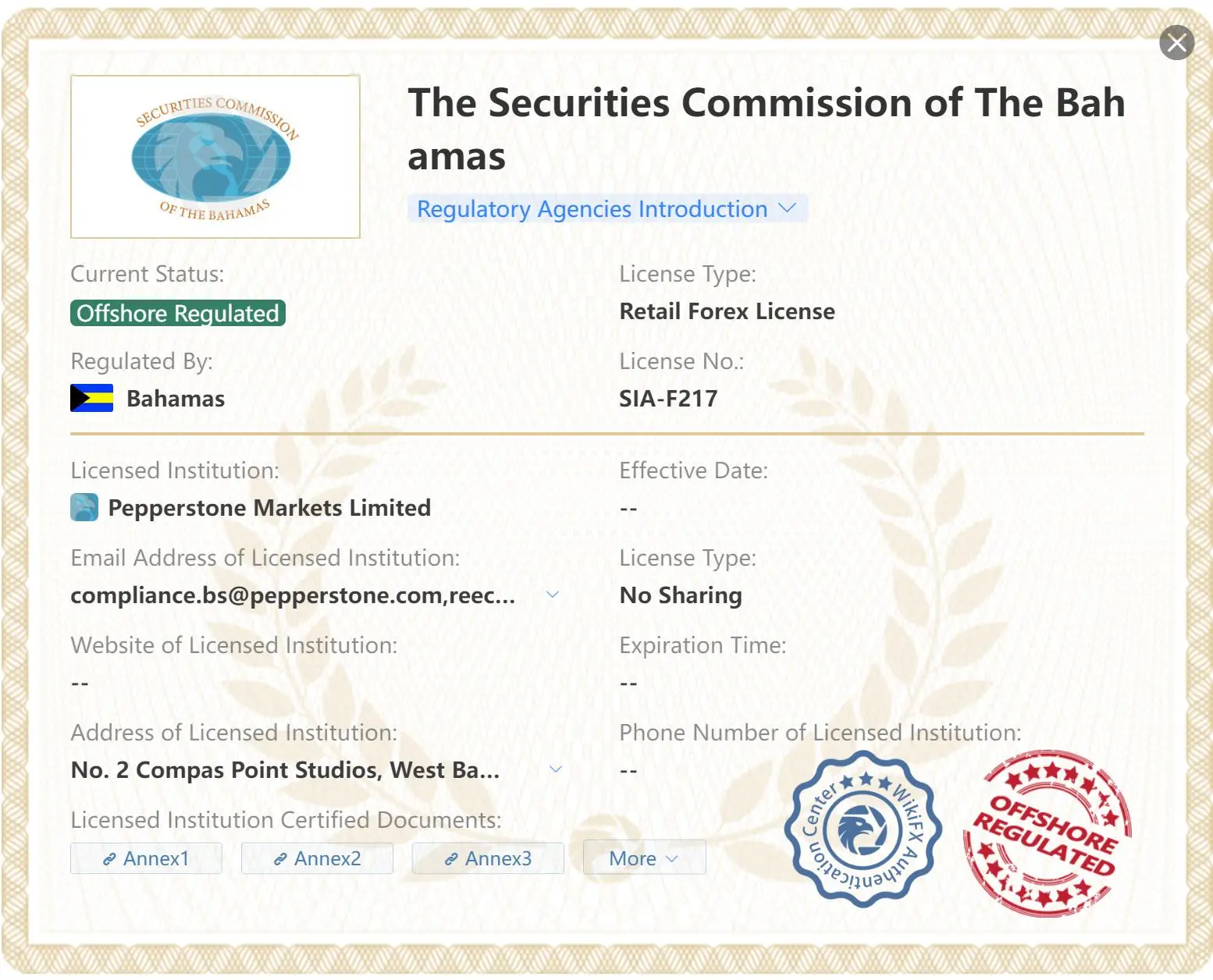 Offshore regulated by SCB Offshore regulated by SCB