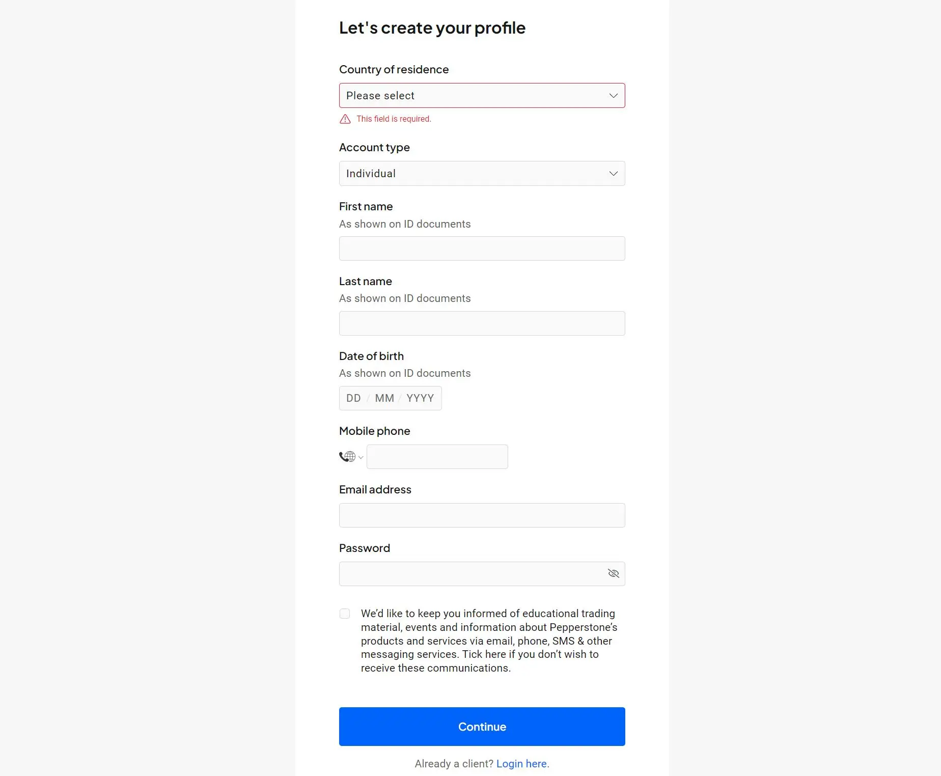 fill in required info fill in required info