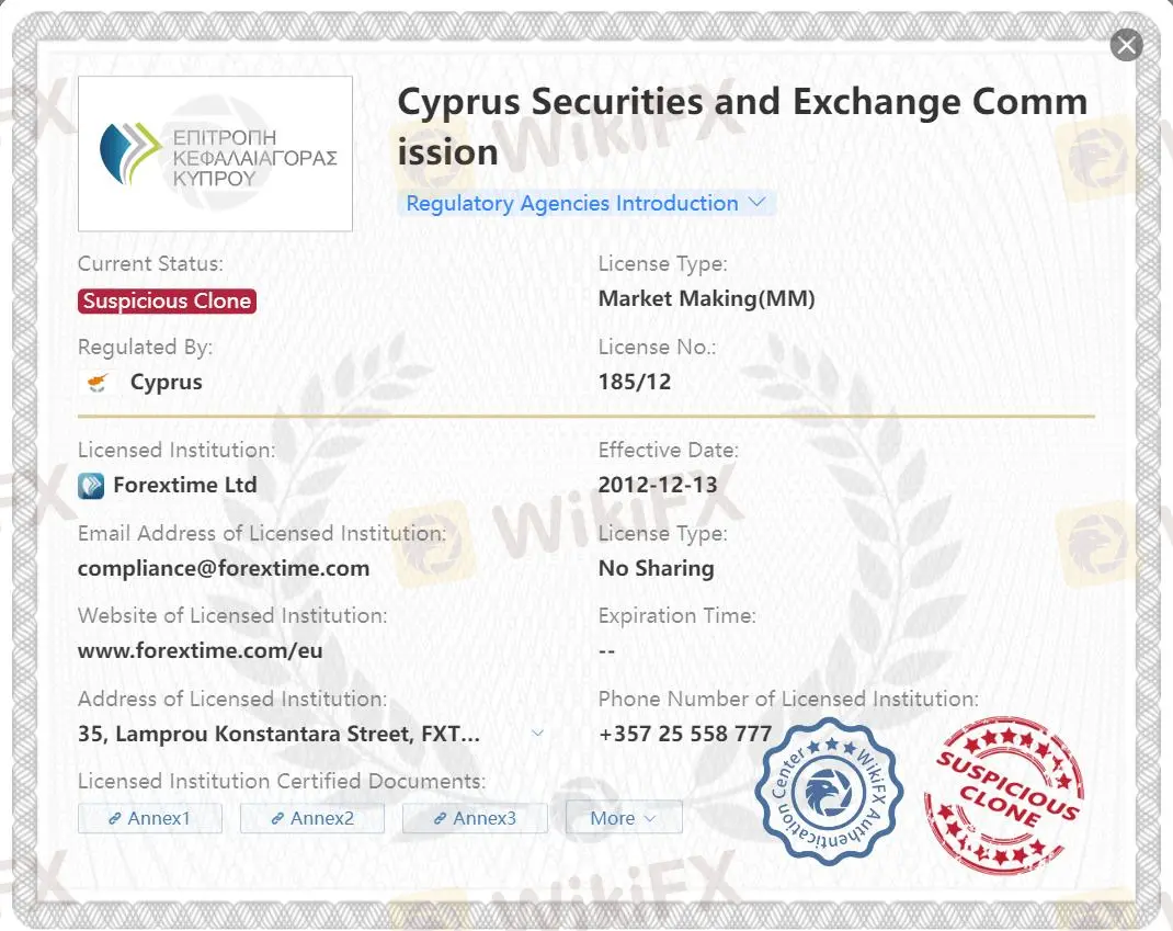 Licença suspeita clone CySEC