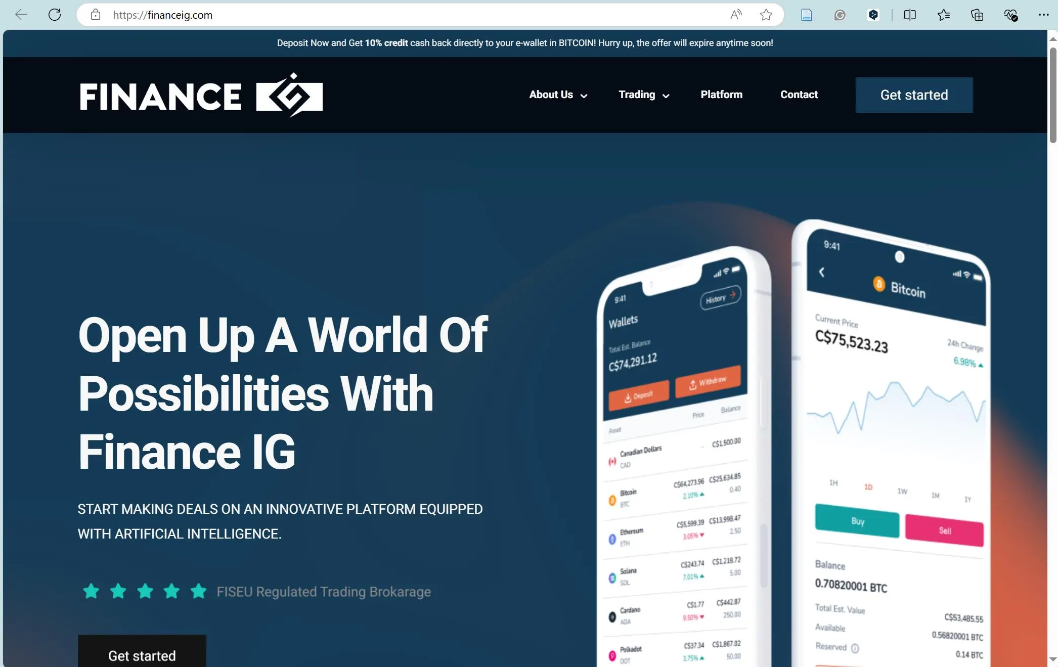 Finance IG's homepage