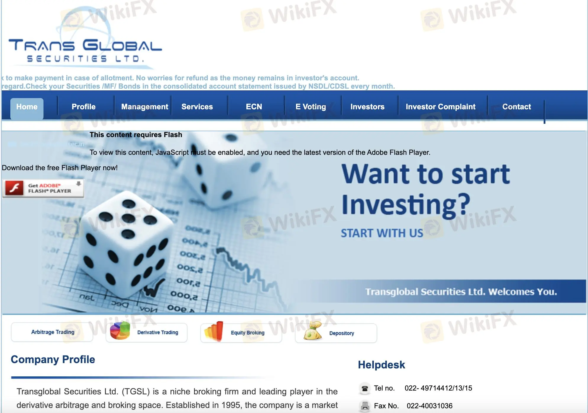 Transglobal's homepage