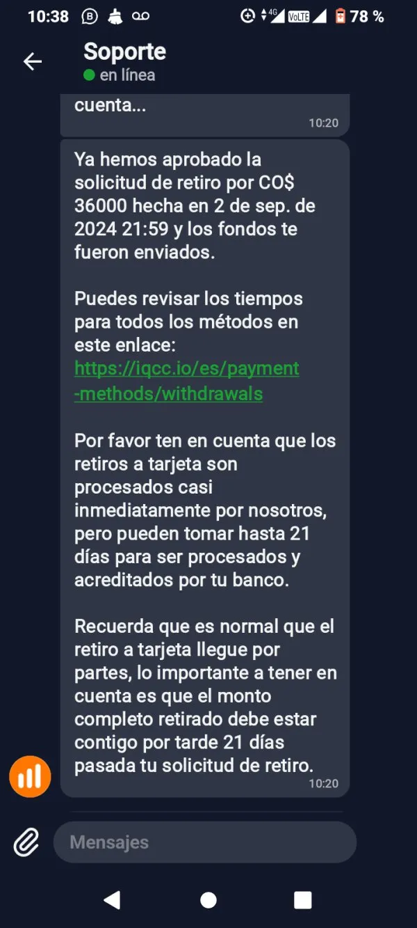 ¿Por qué mi retiro de IQ Option no llega?