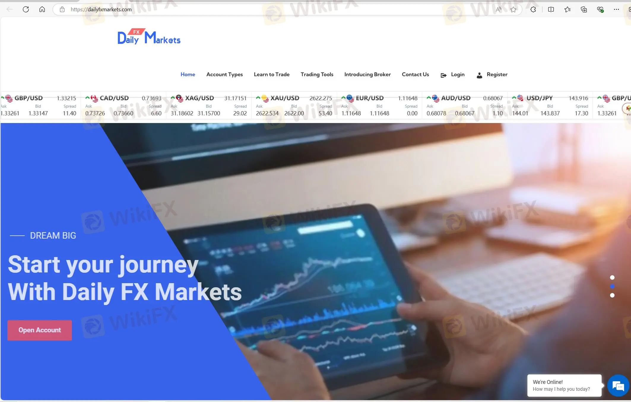 Daily FX Markets โฮมเพจ