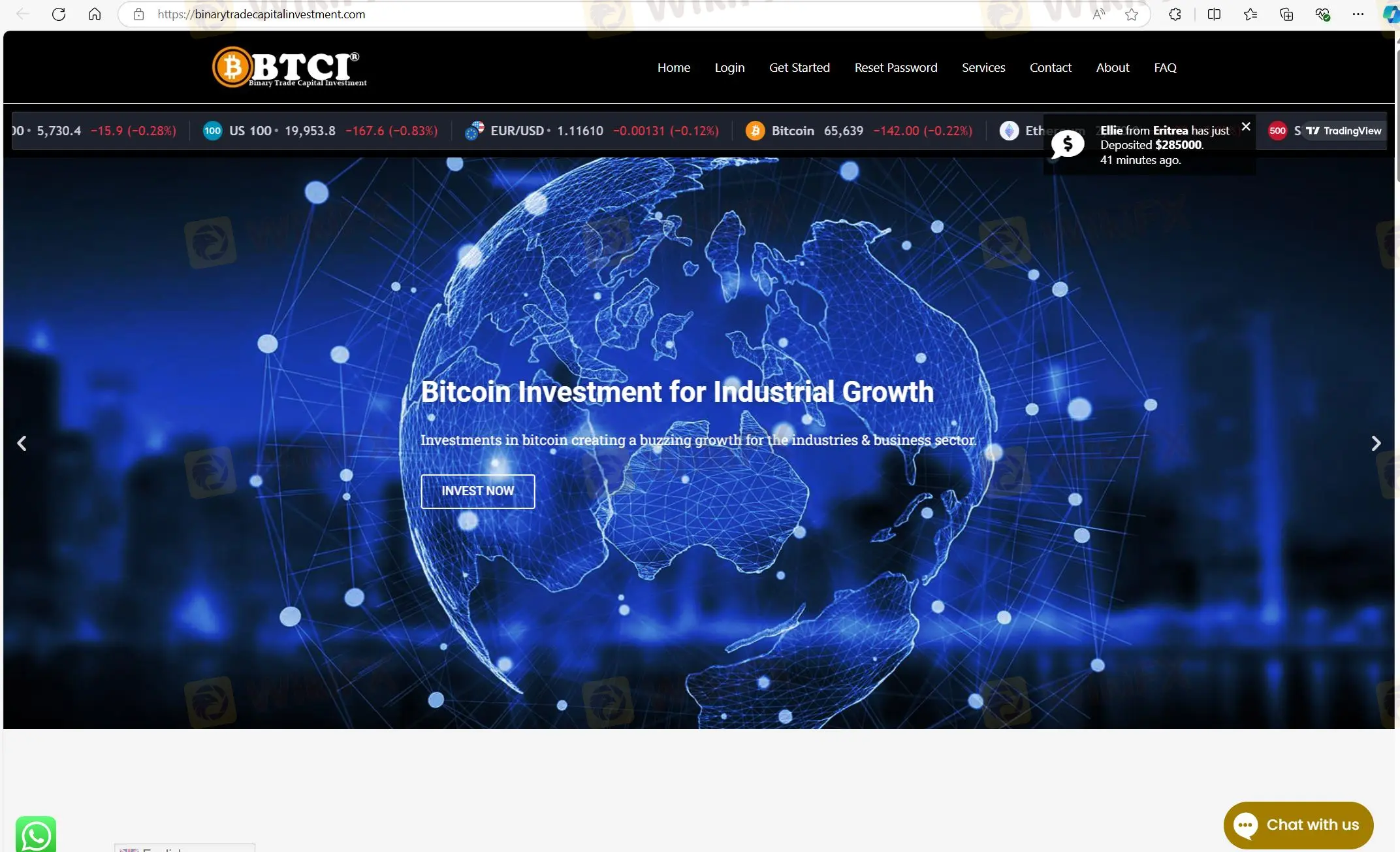 BTCI's homepage