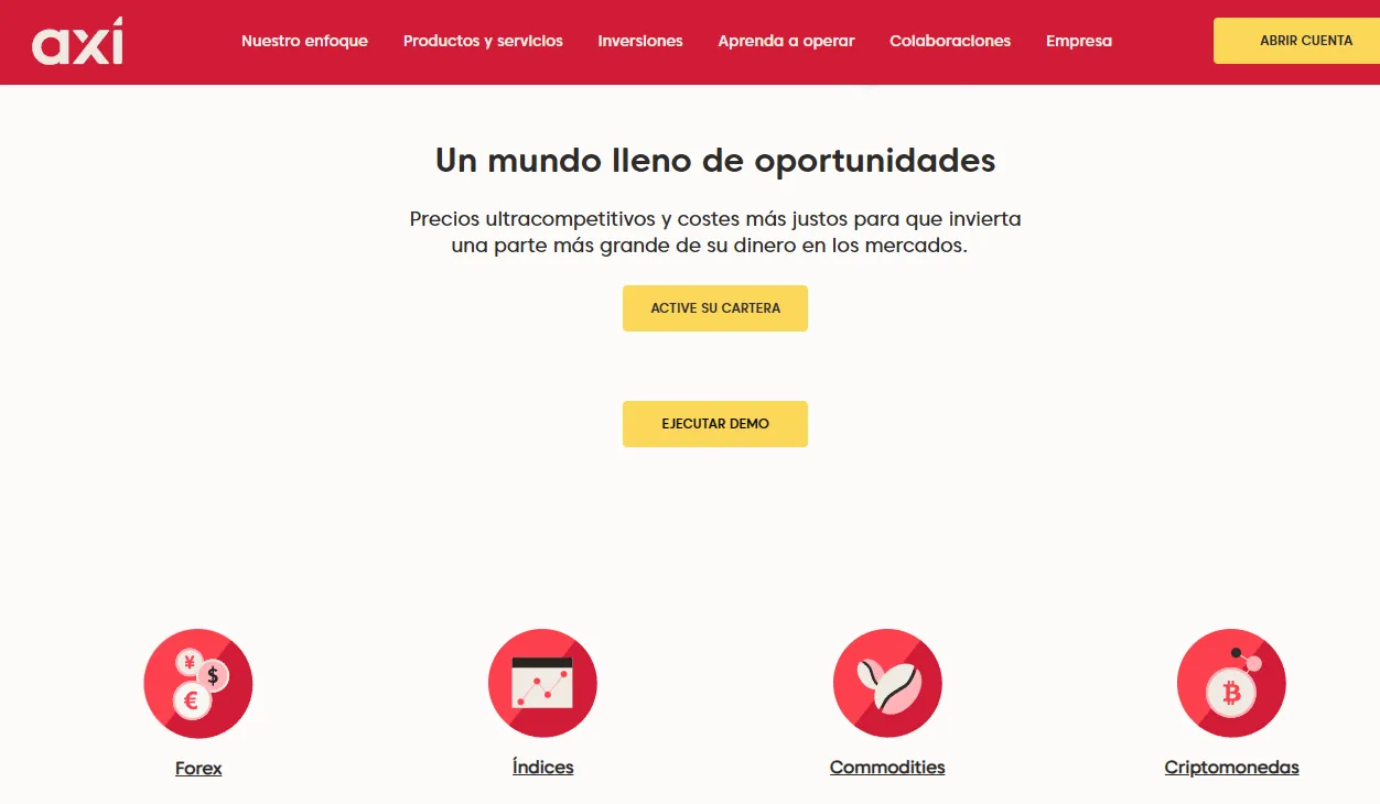 ¿Qué instrumentos ofrece AXI para operar?
