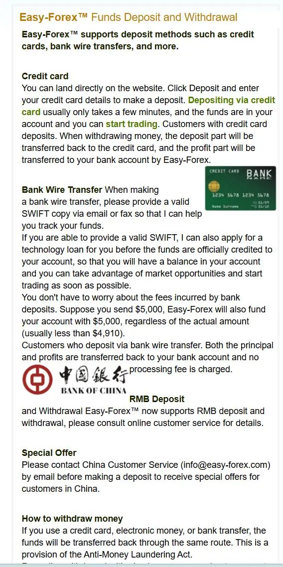 Deposit and Withdrawal