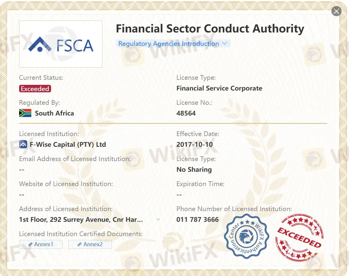 Exceeded FSCA license