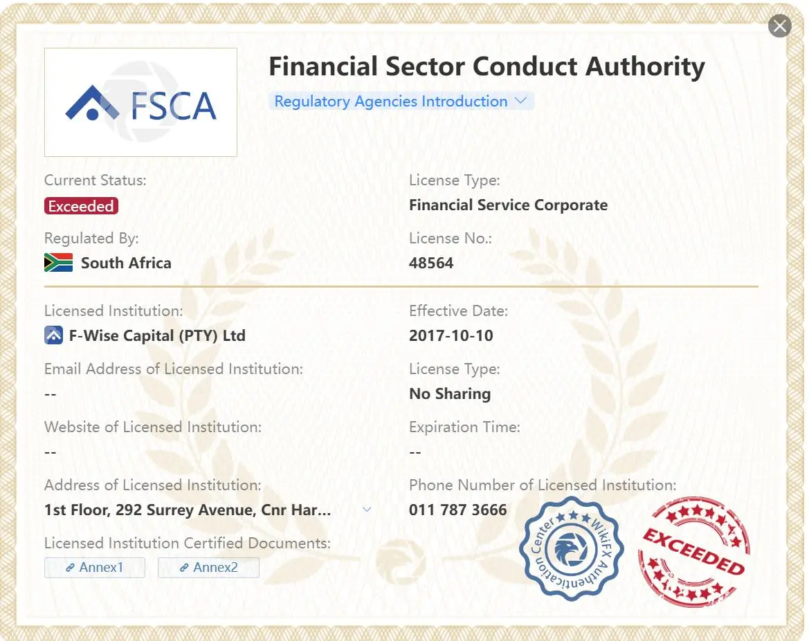 Exceeded FSCA license