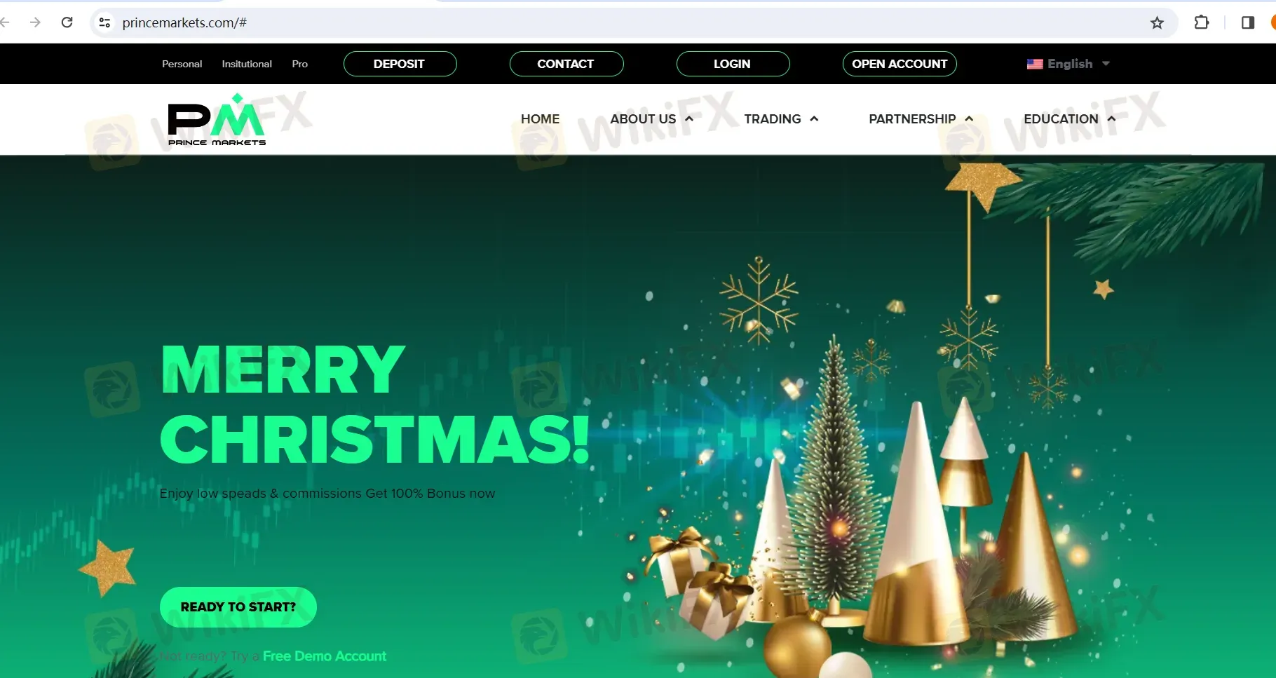 Prince Markets' homepage