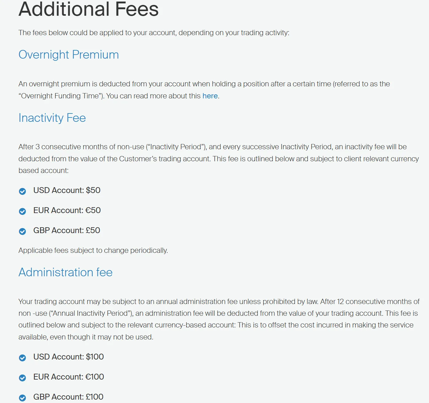 Additional fees