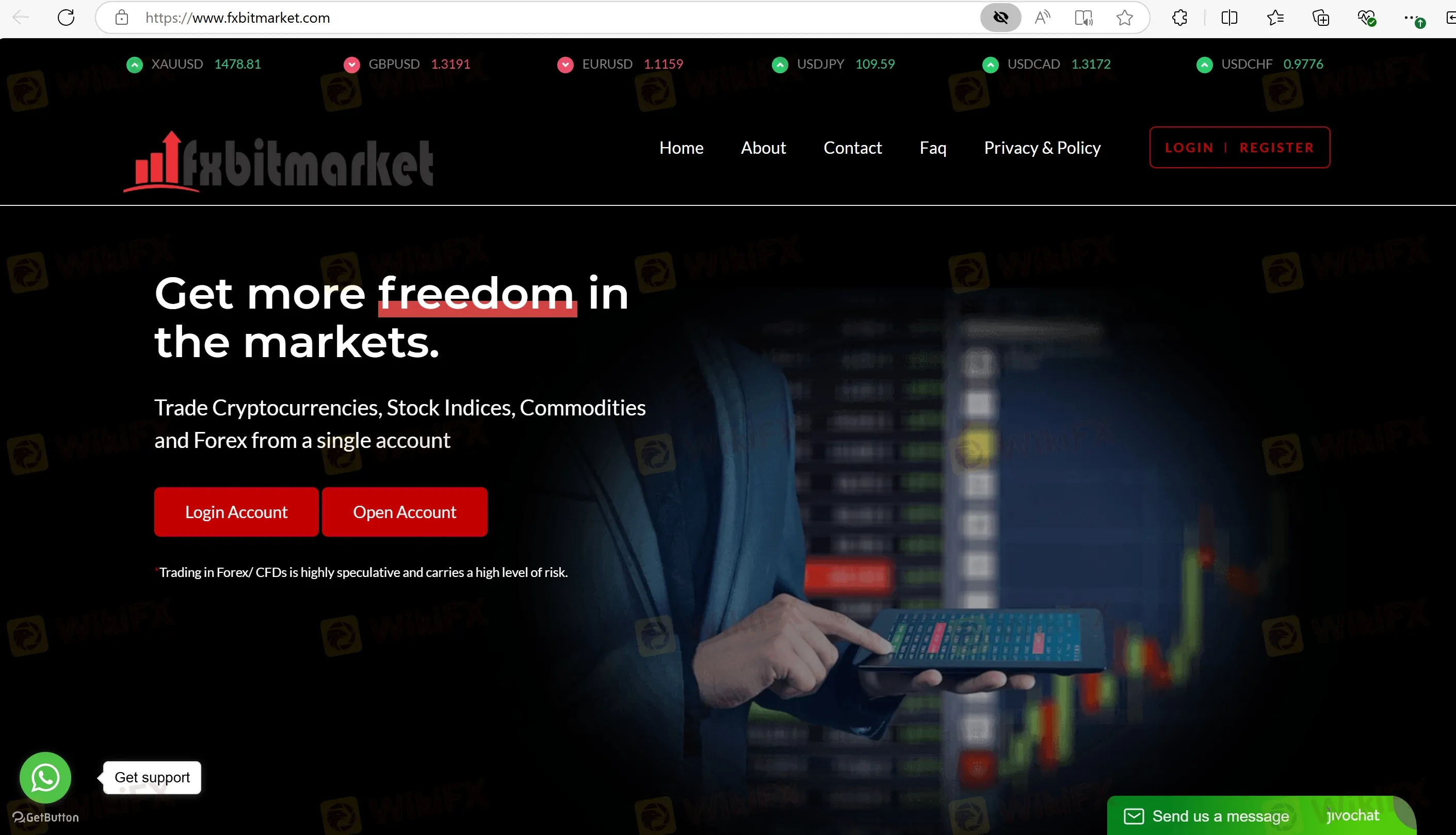 الصفحة الرئيسية لـ fxbitmarket