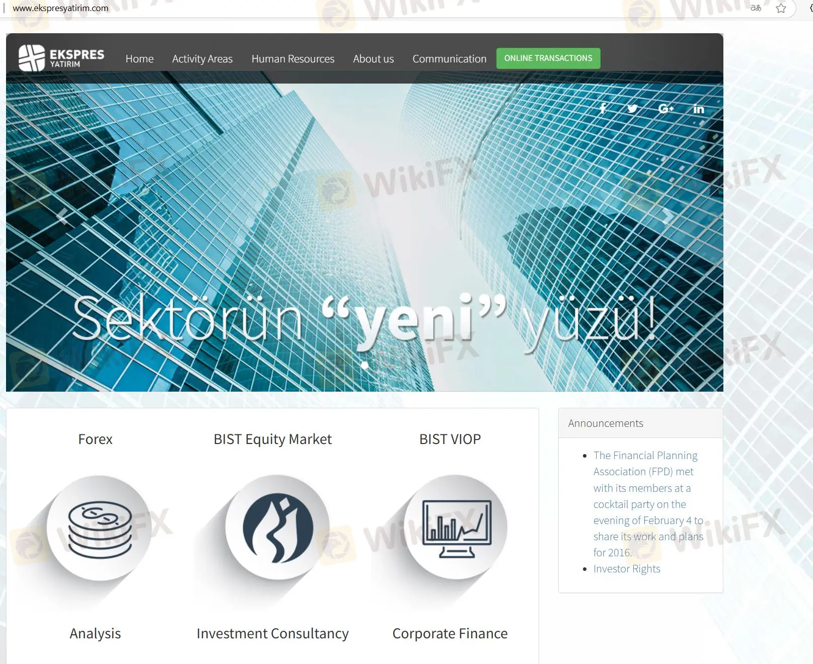 EKSPRES YATIRIM's homepage