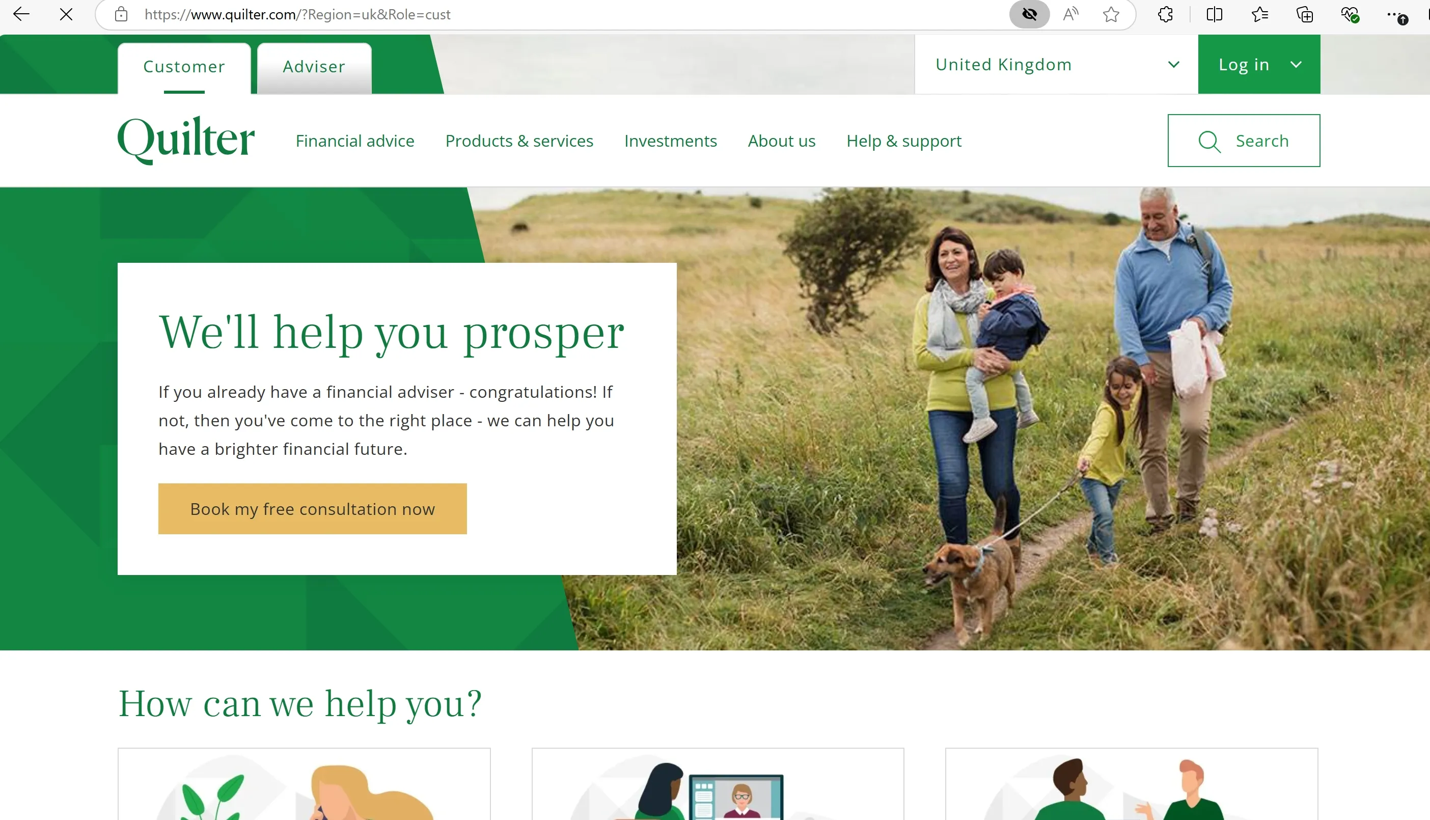Quilter Financial Planning的主页