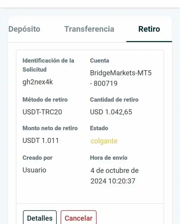 ¿Qué pasa con los retiros en Bridge Markets? ¿Qué pasa con los retiros en Bridge Markets?