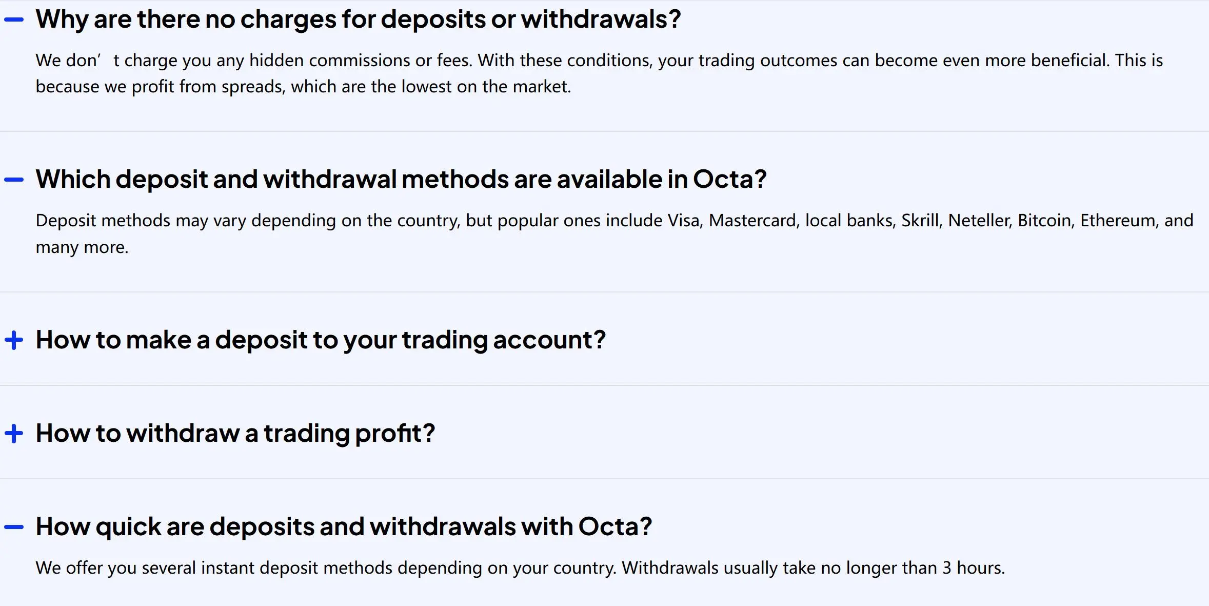 Deposit and Withdrawal