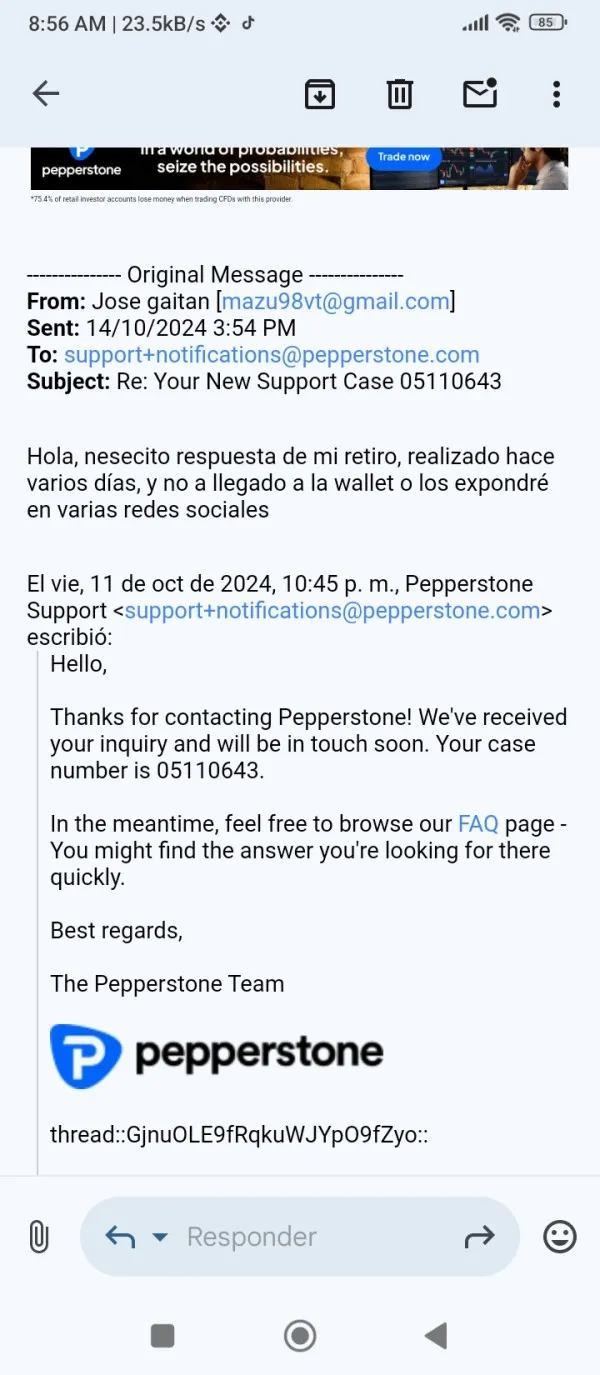 ¿Pepperstone manipula los mercados? Cliente afirma no poder retirar.