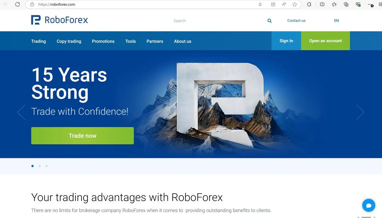 Roboforex's homepage