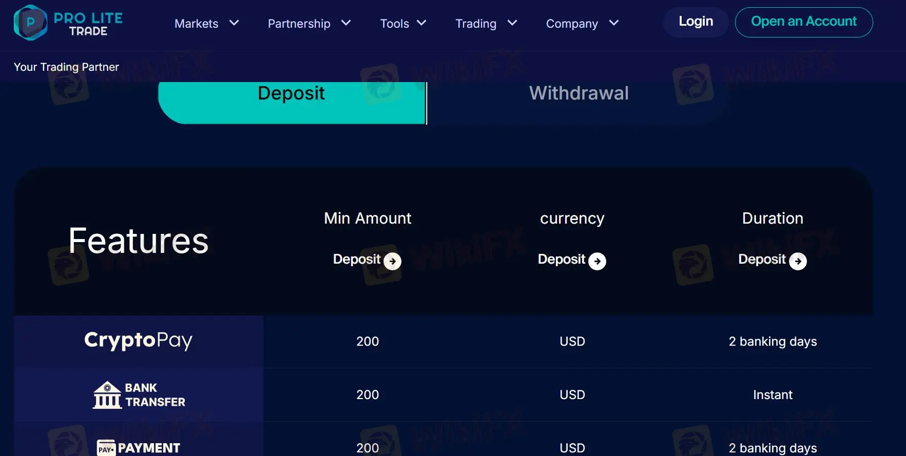 Deposit and Withdrawal