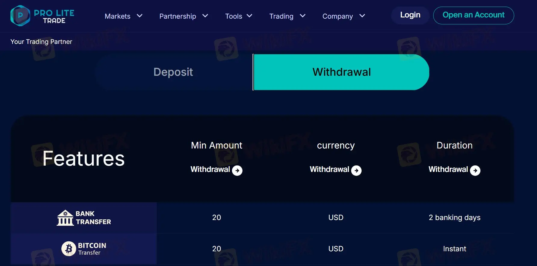 Deposit and Withdrawal