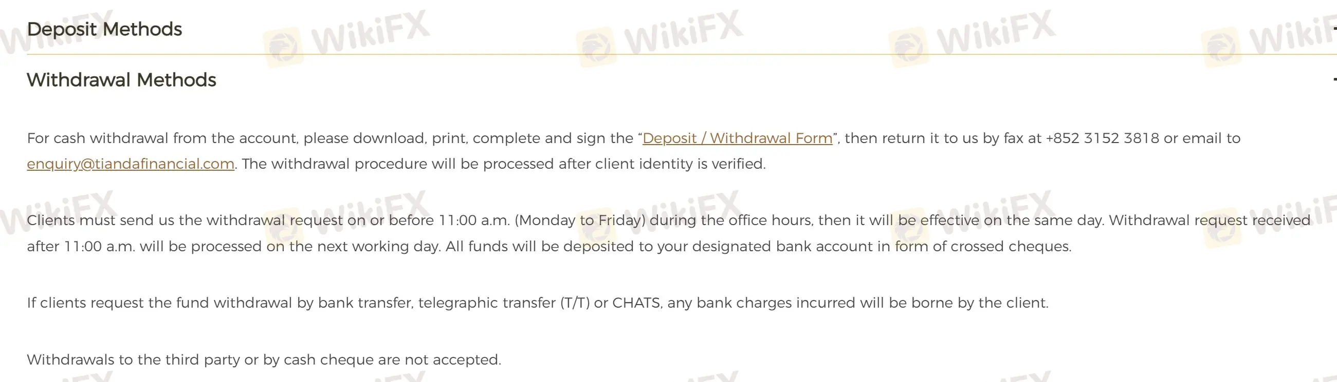 Deposit and Withdrawal