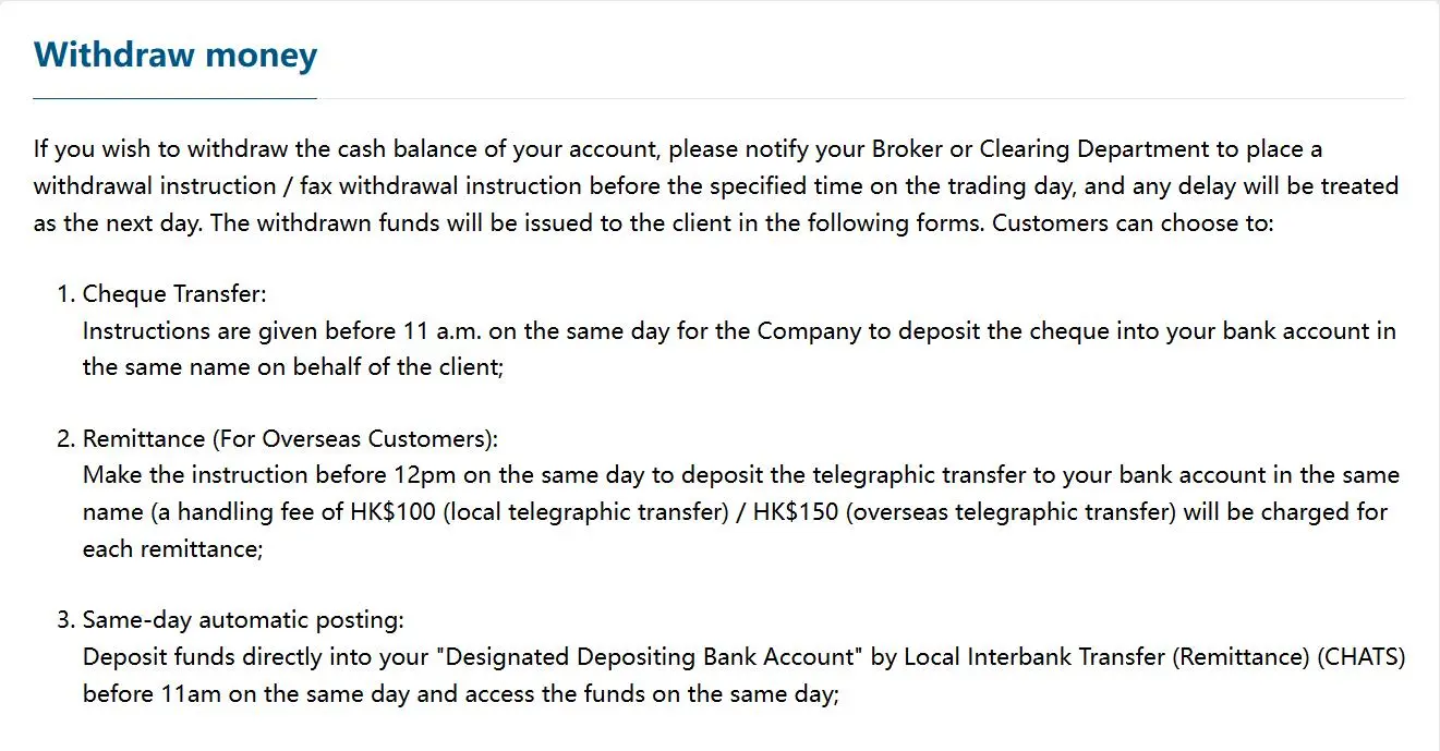 Deposit and Withdrawal