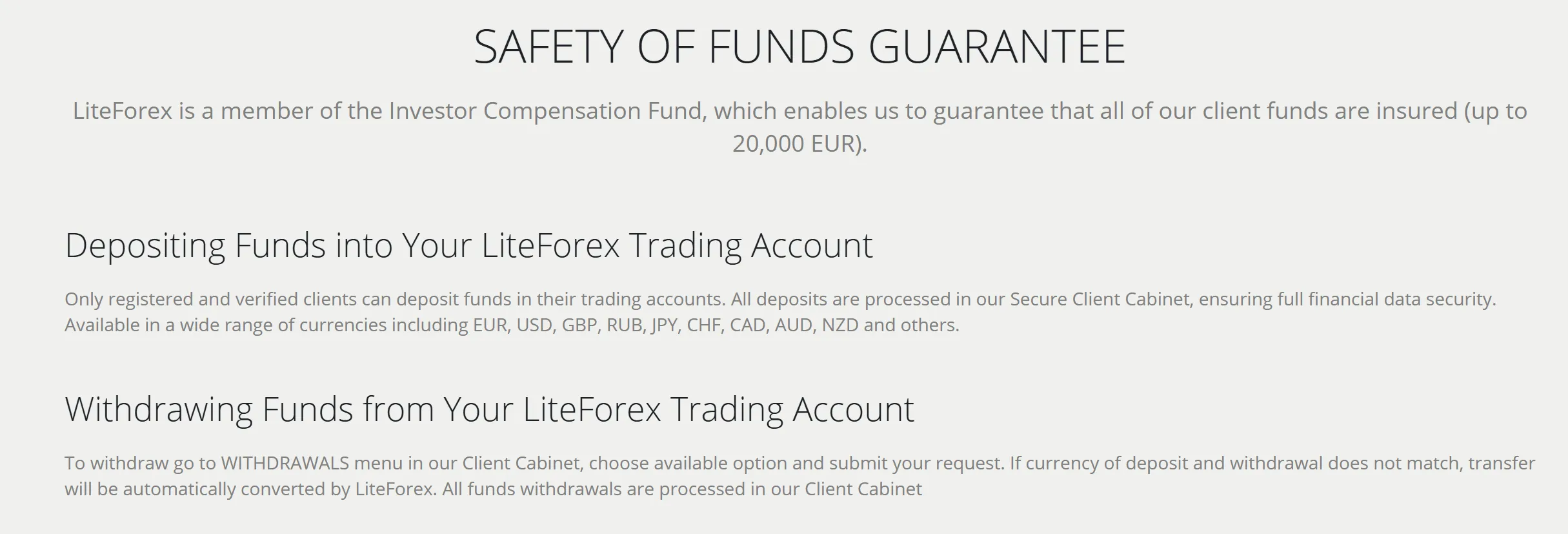 Safety of funds guarantee