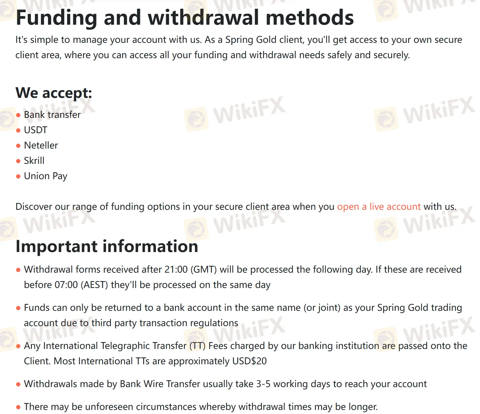 Deposit and Withdrawal