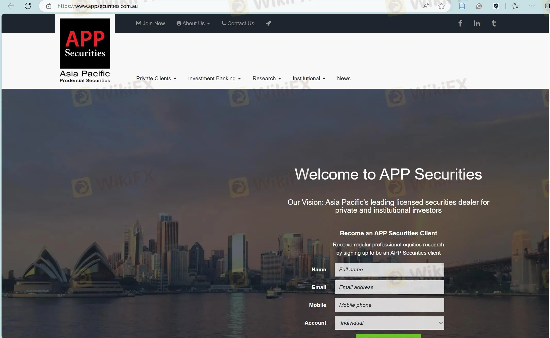 APP Securities' homepage