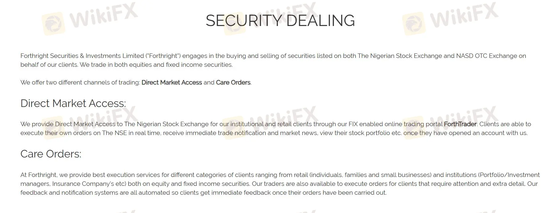What Can I Trade on Forthright Securities?