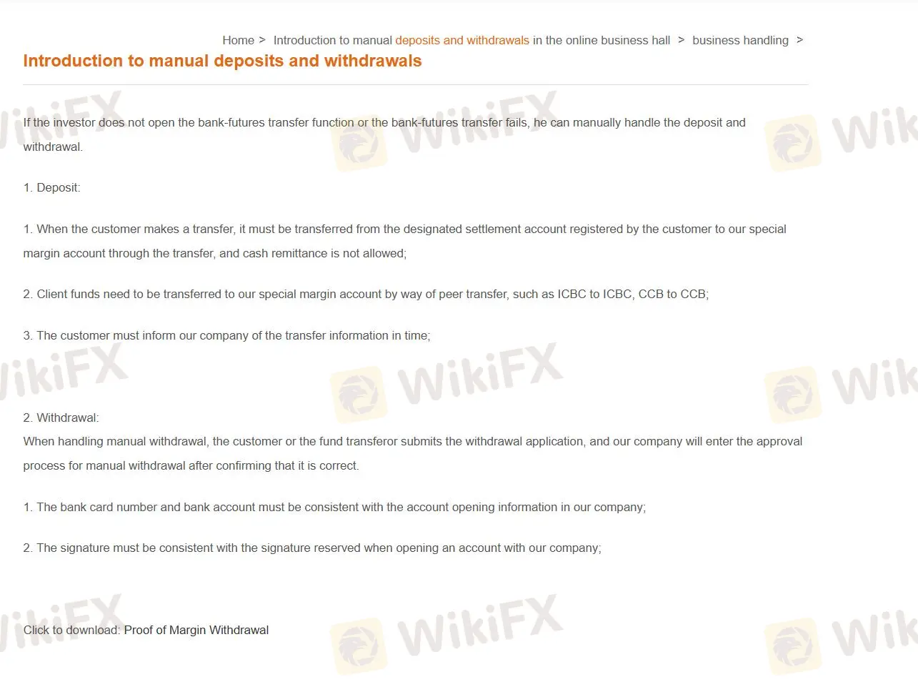 Deposit and Withdrawal