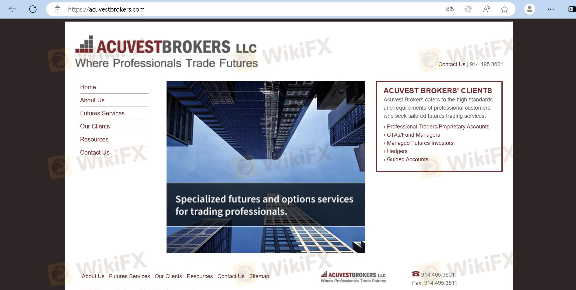 Page d'accueil de Acuvest Brokers