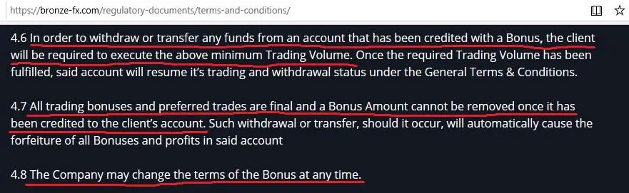 BronzeFX Fees 2