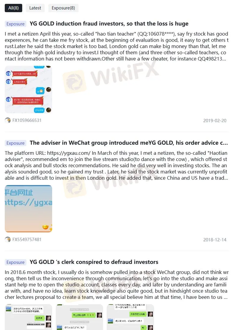 Negative YG GOLD Reviews on WikiFX