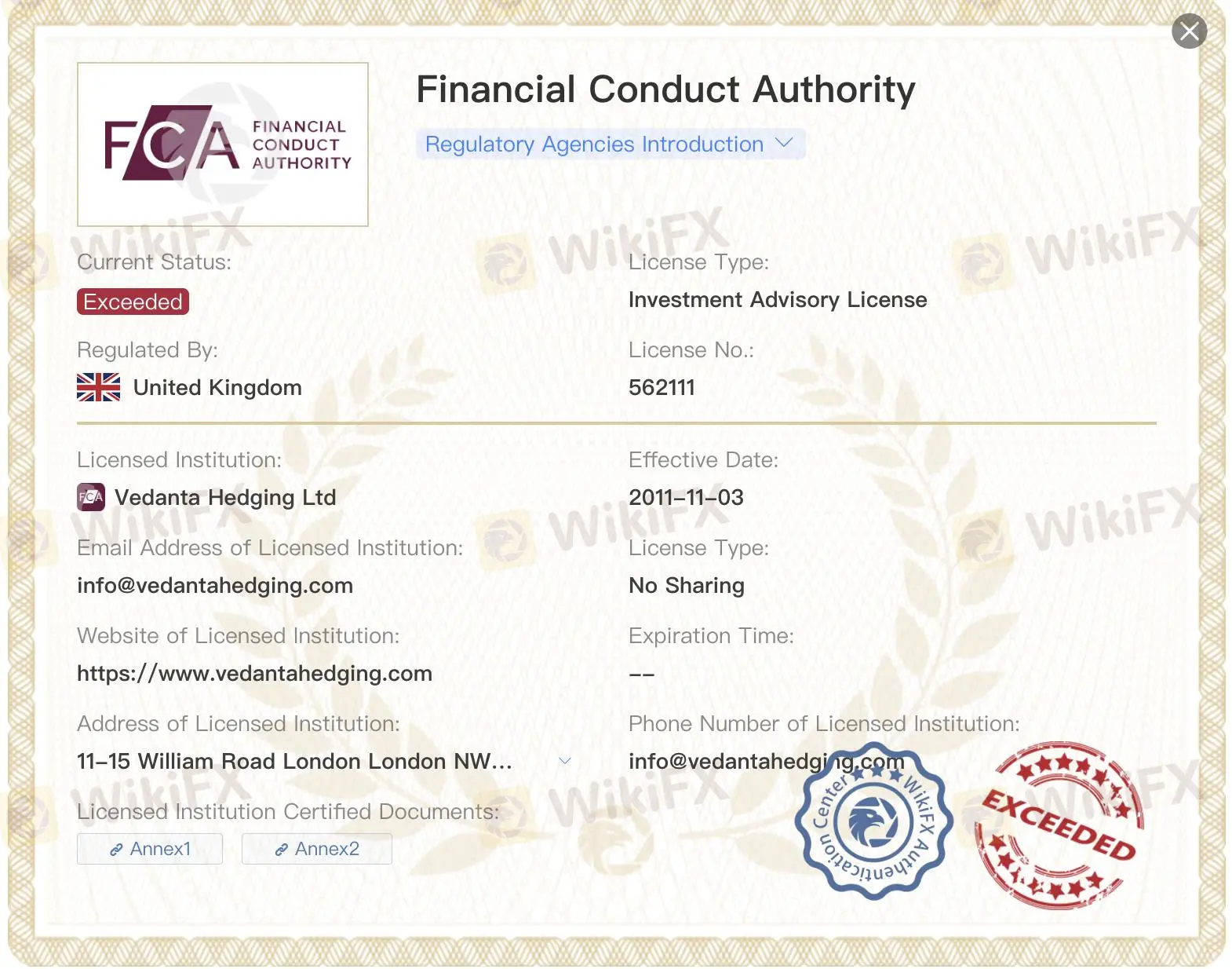 Licencia FCA excedida Licencia FCA excedida