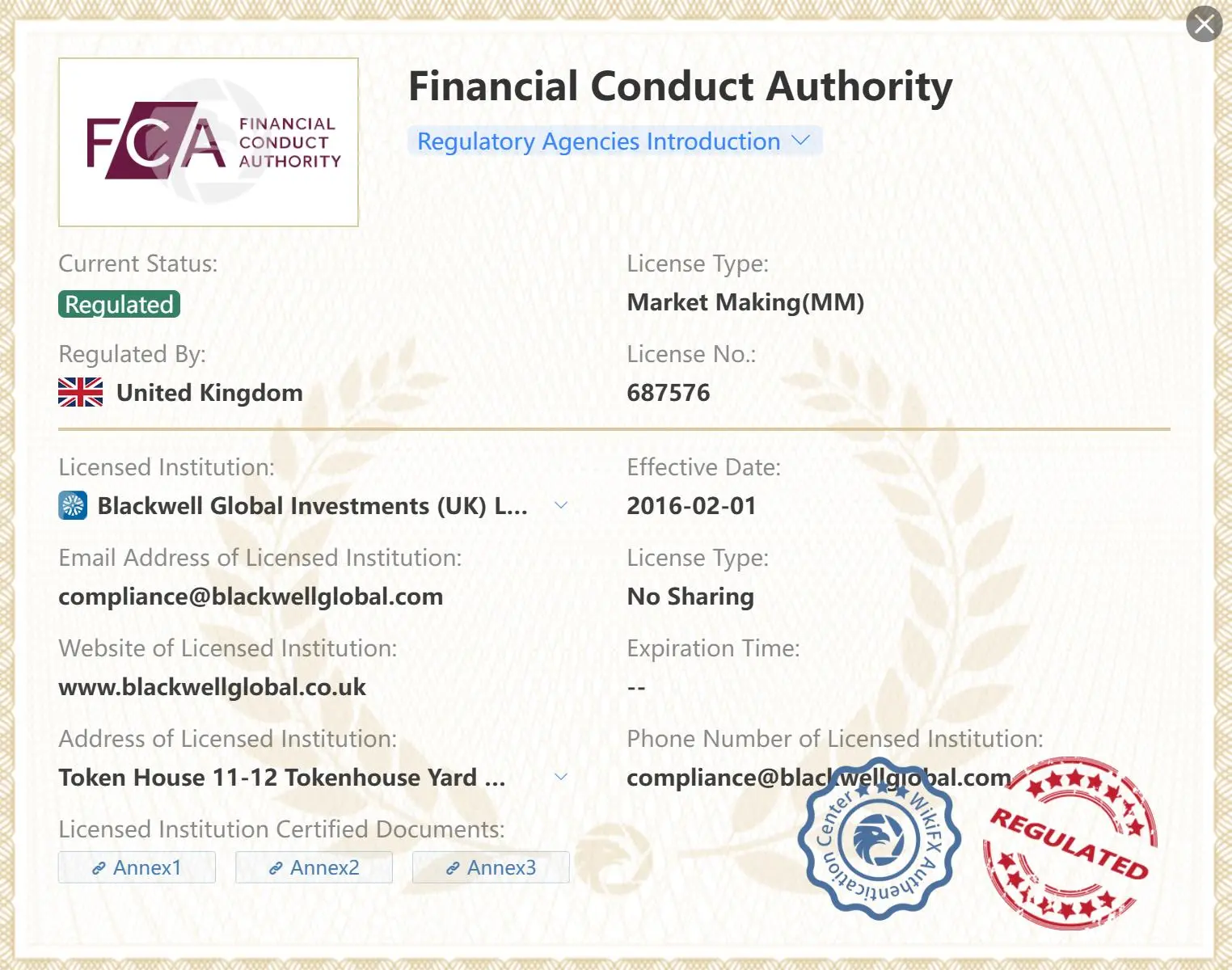 Regulated by FCA
