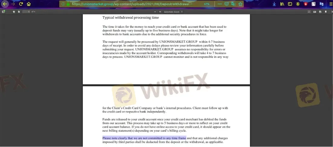 Deposit and Withdrawal