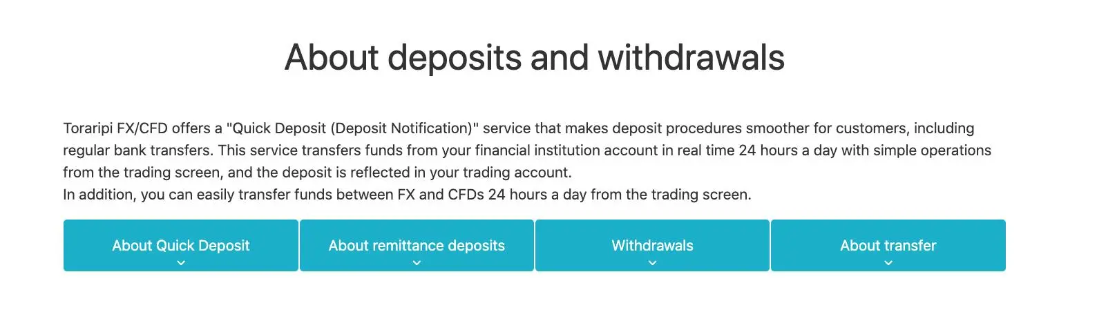 Deposit and Withdrawal