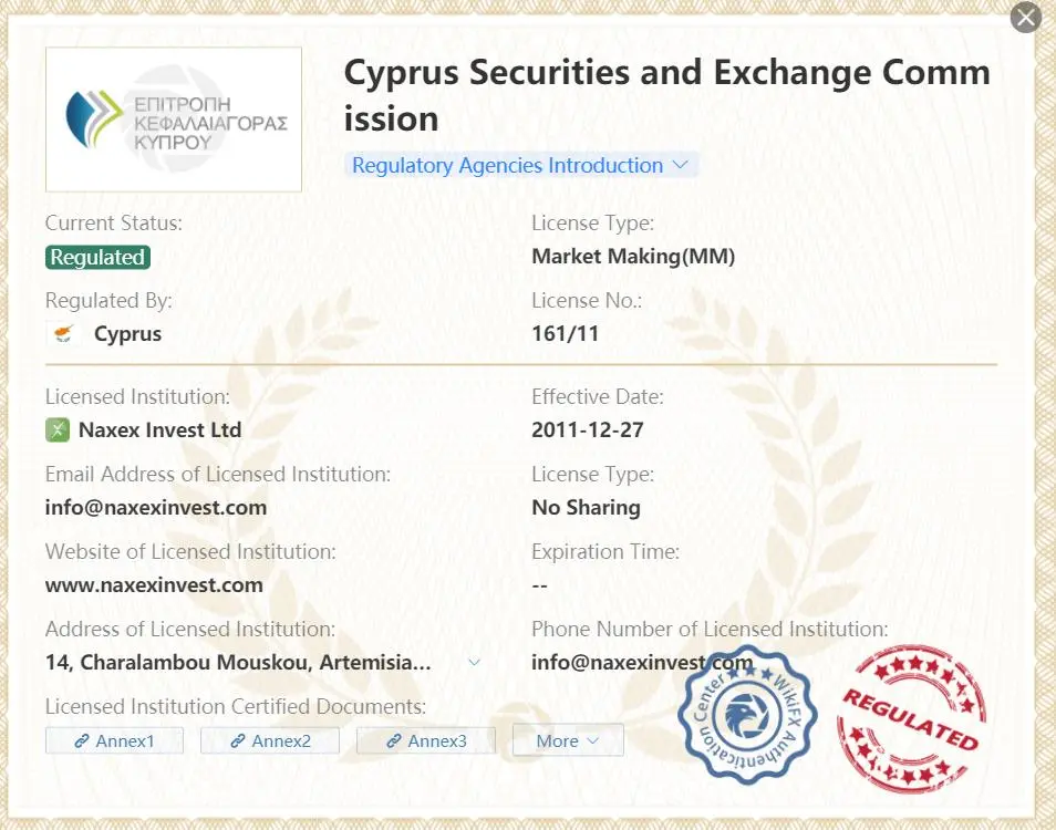 Naxex Invest 是否合法？