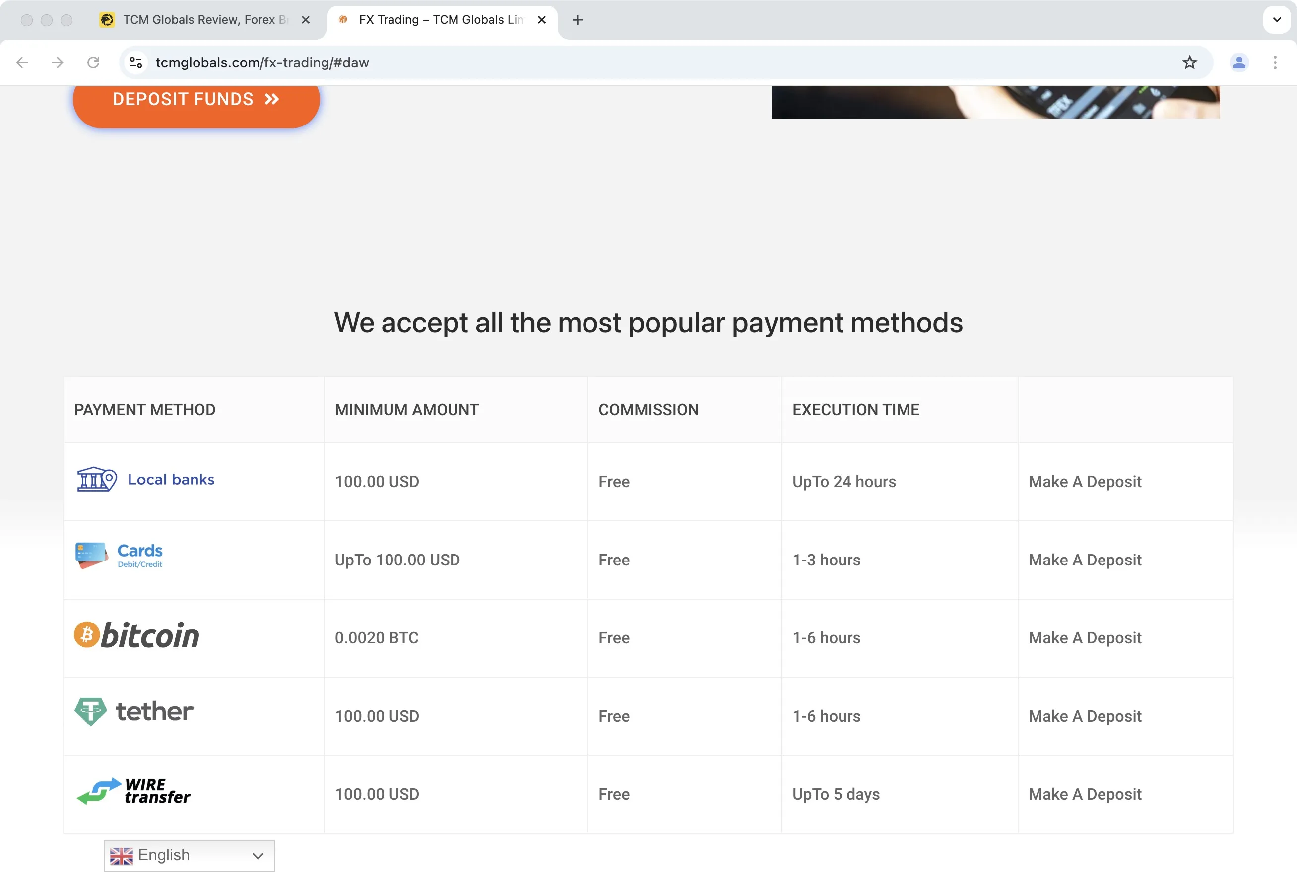 Deposit and Withdrawal