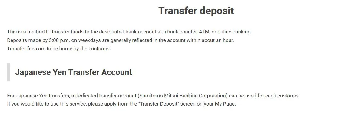 Transfer deposit