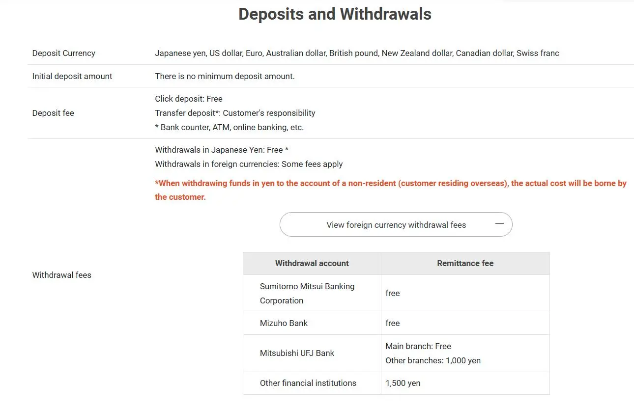 Deposit and Withdrawal