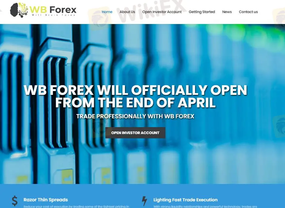 WB Forex's homepage