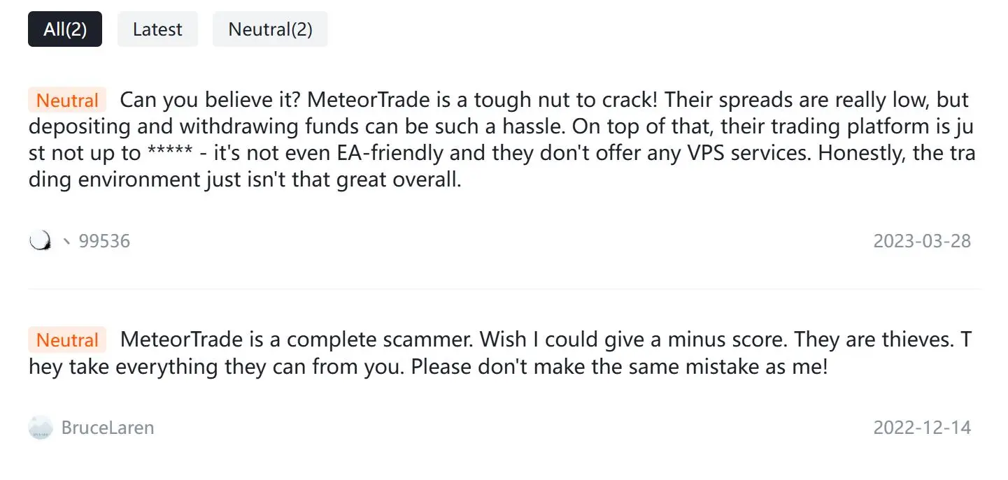 Negative MeteorTrade Reviews on WikiFX Negative MeteorTrade Reviews on WikiFX
