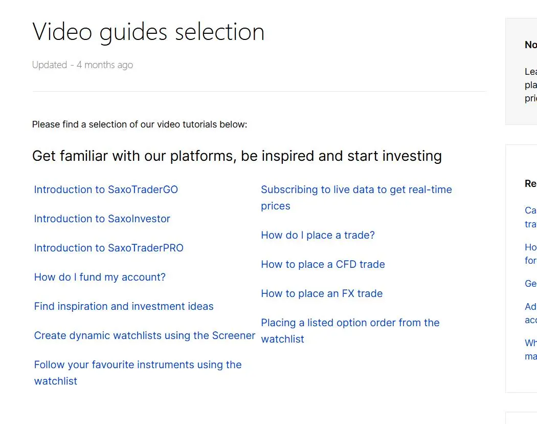 Video guides selection Video guides selection