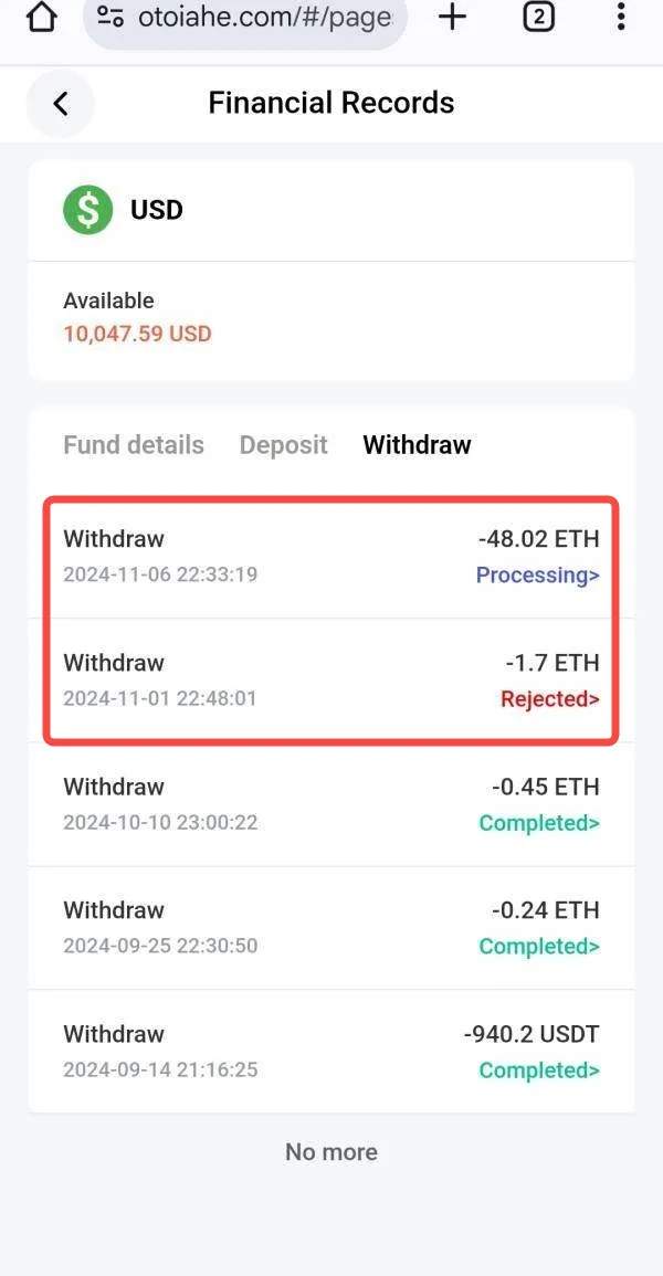 <span>▲最初の3回はスムーズに出金できたが、11月の2回の出金は完全に拒否された。</span> 11.png